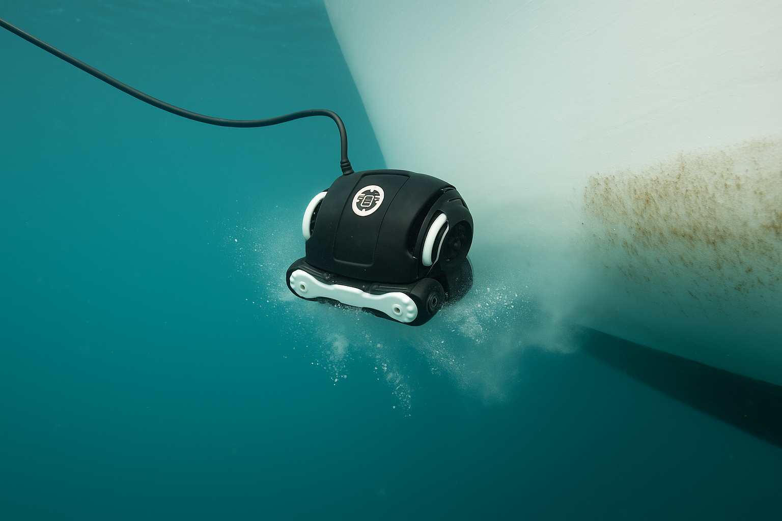 Hull cleaning by underwater drone